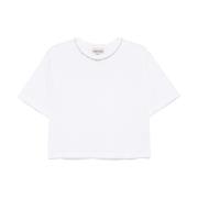 Wit Logo Print Crew Neck T-shirt Semicouture , White , Dames