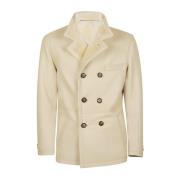 Shearling Double-Breasted Jas Eleventy , Beige , Heren