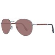 Gunmetal Aviator Zonnebril met Bruine Lenzen Ermenegildo Zegna , Gray ...