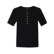 Zwarte Alessia Tee - Tijdloze Elegantie Anine Bing , Black , Dames