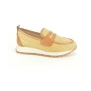 Sportieve Camel Raffia Loafer Hispanitas , Brown , Dames