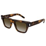 Rechthoekige zonnebril in Havana Brown Saint Laurent , Brown , Heren