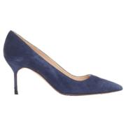 Pre-owned Suede heels Manolo Blahnik Pre-owned , Blue , Dames