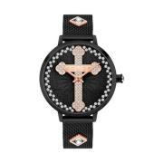 Zwarte damesmode quartz horloge Police , Black , Dames