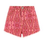 Gedrukte Denim Shorts Etro , Pink , Dames