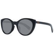 Zwarte Dames Zonnebril Ronde Frame Ermenegildo Zegna , Black , Dames