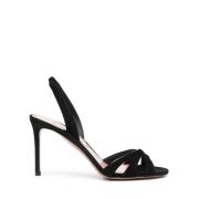 Zwarte Suède Enkelband Stiletto Sandalen Aquazzura , Black , Dames