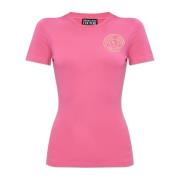 T-shirt met bedrukt logo Versace Jeans Couture , Pink , Dames