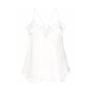 Witte zijden top met kanten versiering IRO , White , Dames