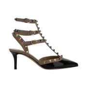 Geometrische Rockstud Kalbsleren Pumps met Enkelband Valentino Garavan...