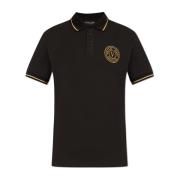 Polo met geborduurd logo Versace Jeans Couture , Black , Heren