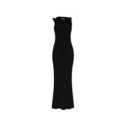 Geribbelde Jurk met Bandjes Versace Jeans Couture , Black , Dames