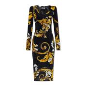 Jurk met Outline Barocco print Versace Jeans Couture , Black , Dames