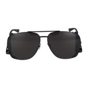 Leren Spoiler Zonnebril Saint Laurent , Black , Heren