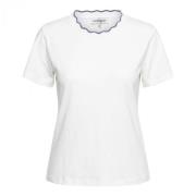 Off White Fancy T-shirt met Schulprand &Co Woman , White , Dames