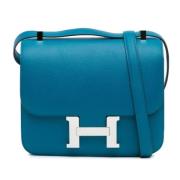 Pre-owned Leather shoulder-bags Hermès Vintage , Blue , Dames