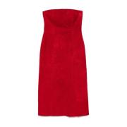 Rode Bandeau Stijl Strapless Jurk Alexander McQueen , Red , Dames