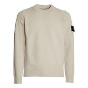 Stijlvolle Crew-Neck Lambswool Jumper Stone Island , Beige , Heren