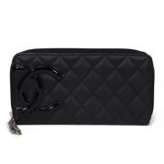 Pre-owned Leather wallets Chanel Vintage , Black , Dames