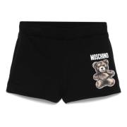 Zwarte Shorts met Koordtaille en Logo Moschino , Black , Dames