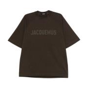 Bruin Logo Print Crew Neck T-shirt Jacquemus , Brown , Heren