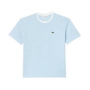 Gestreept Dik Katoenen T-shirt Lacoste , Blue , Heren