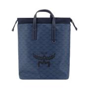 Iconische Monogram Trekkoord Rugzak MCM , Blue , Heren