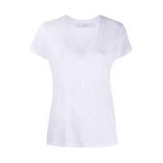 Witte Linnen Burn-Out V-hals T-shirt IRO , White , Dames