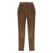 Bruine Corduroy Elastische Taille Broek Briglia , Brown , Heren