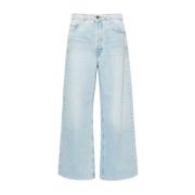 Wijde Pijp Ruwe Denim Jeans Frame , Blue , Dames