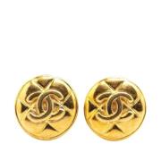 Pre-owned Fabric earrings Chanel Vintage , Yellow , Dames