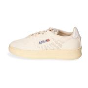 Geperforeerde Ivoor Gebreide Lage Sneaker Autry , White , Heren