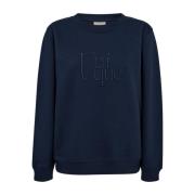 Navy Tekst Print Sweater Freequent , Blue , Dames