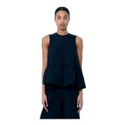 Peplum Hem Nylon Top Cecilie Bahnsen , Black , Dames