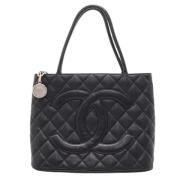 Pre-owned Leather totes Chanel Vintage , Black , Dames