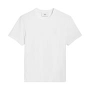 Wit Geborduurd Logo T-shirt Ami Paris , White , Dames