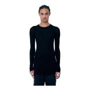 Doorschijnende Rib Lange Mouw Crewneck T-Shirt Rick Owens , Black , He...