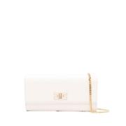 Ecru Leren Schoudertas met Ketting Elisabetta Franchi , Beige , Dames