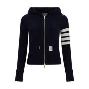 Gestreepte Mouw Katoenen Zip Hoodie Thom Browne , Gray , Dames