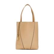 Donker Beige Tote Tas met Gouden Logo Chloé , Brown , Dames