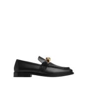 Metalen Knoop Leren Loafers Zwart Bottega Veneta , Black , Dames