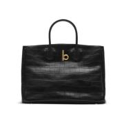 Zwarte Krokodileffect Handtas Burberry , Black , Dames