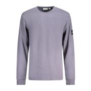 Blauwe Katoenen Crewneck Sweater Mannen Calvin Klein , Blue , Heren