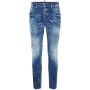 Blauwe Denim Slim Fit Jeans Dsquared2 , Blue , Heren