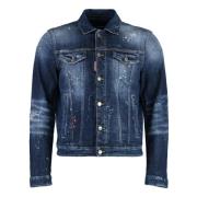 Gescheurde spijkerjas met verfspatten Dsquared2 , Blue , Heren