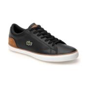 Zwarte Sneakers met PU Leren Bovenwerk Lacoste , Black , Heren