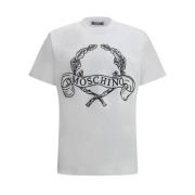 Geborduurd Maxi Monogram Katoenen T-shirt Moschino , White , Heren