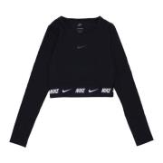 Nike Sportswear Crop Tape Top met Lange Mouwen Nike , Black , Dames