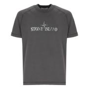 Grijze Katoenen T-shirt met Logo Stone Island , Gray , Heren