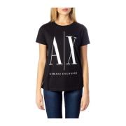 Zwart Katoenen T-shirt Lente/Zomer Collectie Armani Exchange , Black ,...